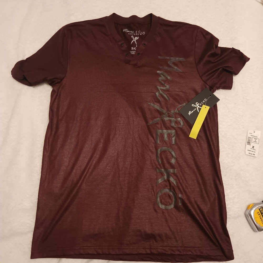 Marc Ecko Men's Maroon T-Shirt, Engraved, Small, Streetwear